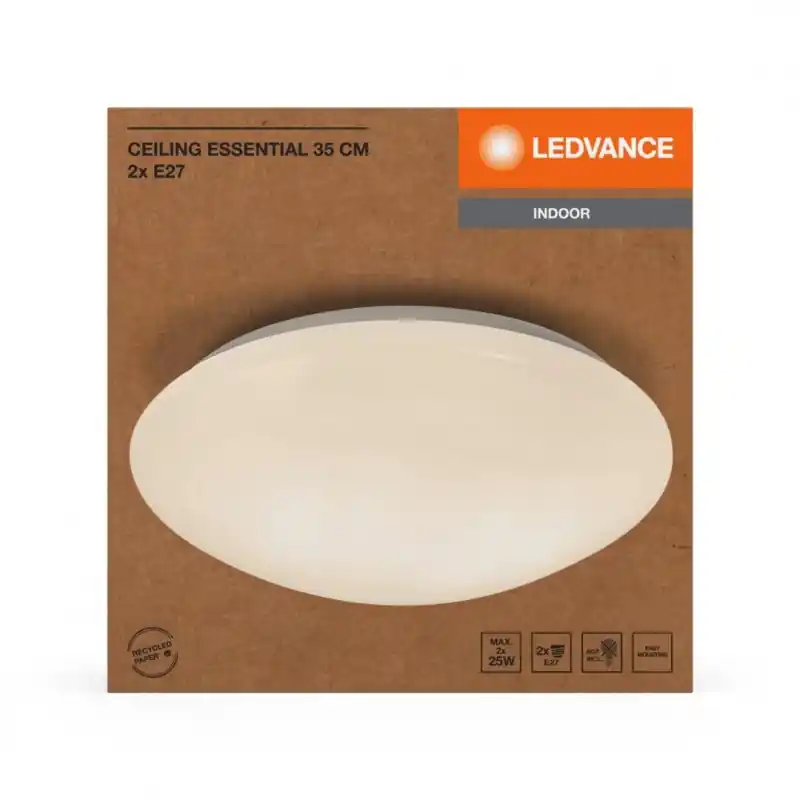 Ofertă limitată Plafoniera Ledvance Essential, excl.2xE27, Ø35cm / ↕ 12cm, IP20 ,metal/PMMA, Alb