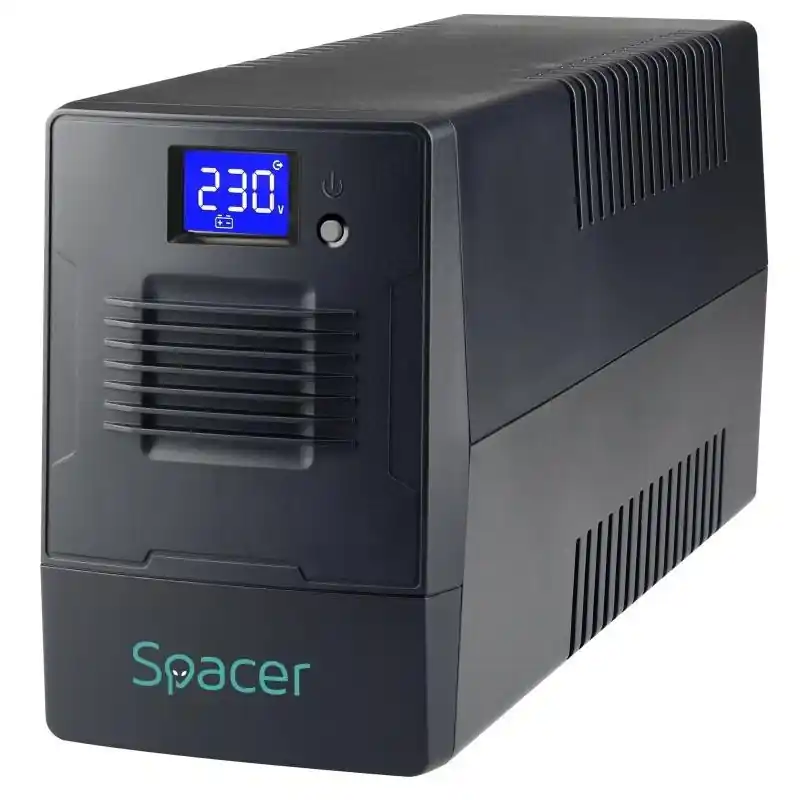 UPS Spacer Line Int. cu management, LCD, 1500VA/ 900W, AVR, 4 x socket Schuko, display LCD, 2 x baterie 12V/9Ah, conector USB, c Expediere rapidă