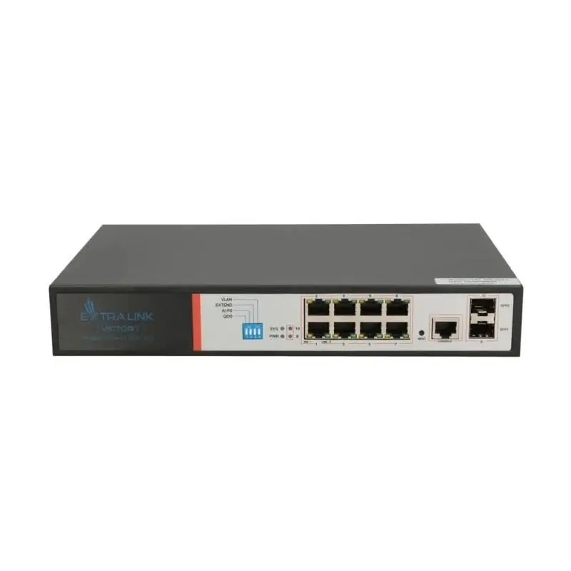 Extralink VICTORPoE Switch8x Gigabit PoE/PoE+ 2x SFP 1x Console Port 150W Managed Retur ușor