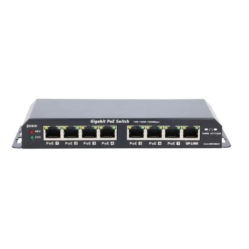 Extralink KRATOSPoE Switch7x Gigabit PoE 1x Uplink RJ45 Power Supply 24V 2.5A 60W Noutate