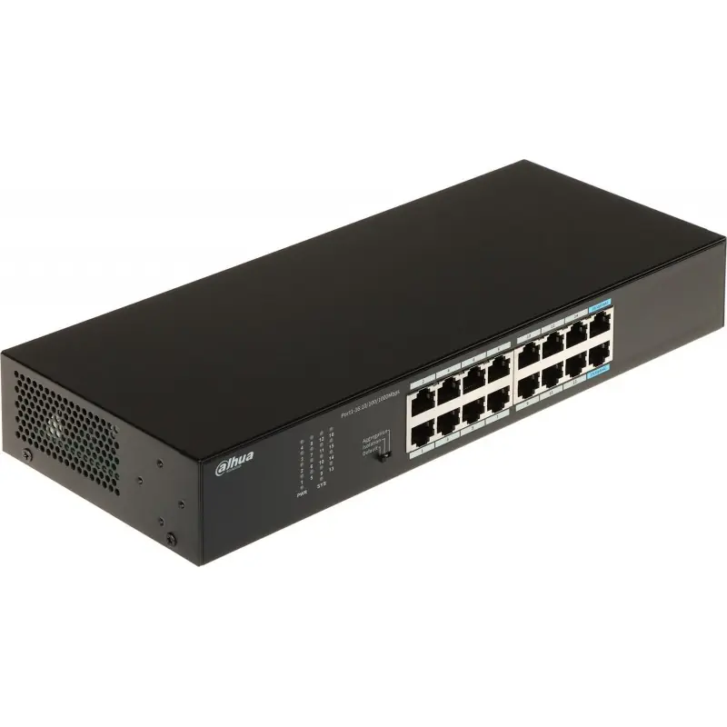 Switch Dahua 16 porturi Unmanaged, S3016-16GT, Interfata: 14 x 10/100 Mbps, 2x uplink, Capacitate: 32 Gbps, Packet Forwarding Ra Ieftin