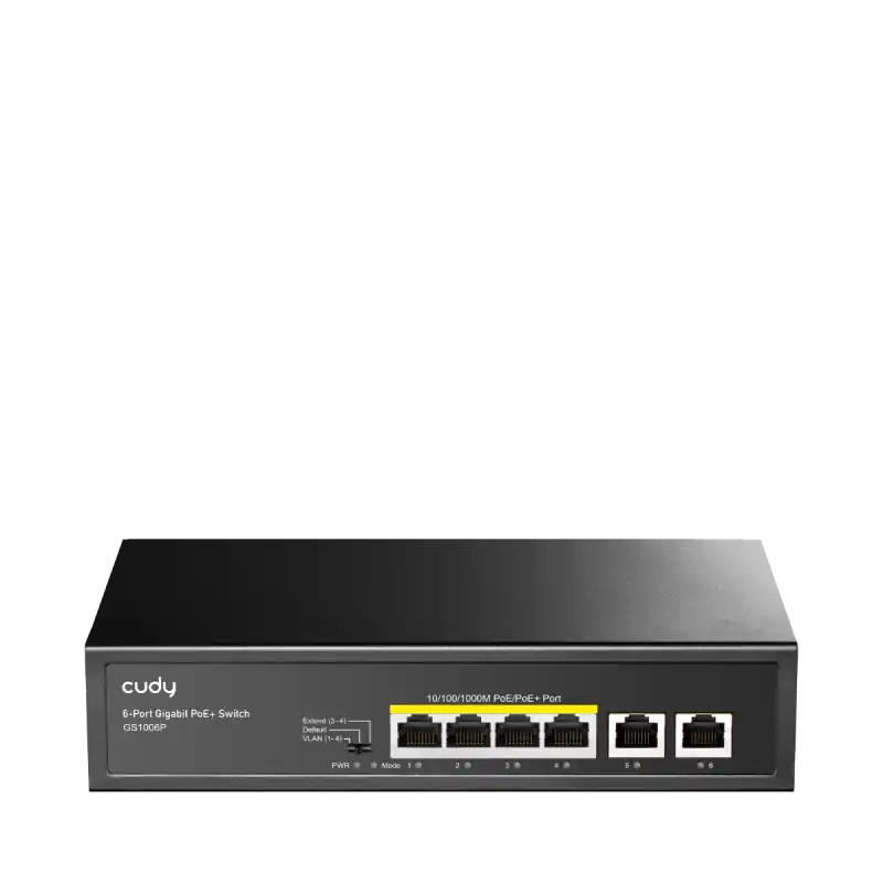 CUDY 6-Port 10/100/1000M PoE+ Switch, 4-Port 10/100/1000 BASE-T Gigabit PoE+ ports, 2-Port 10/100/1000 BASE-T Gigabit Uplink por Ofertă specială