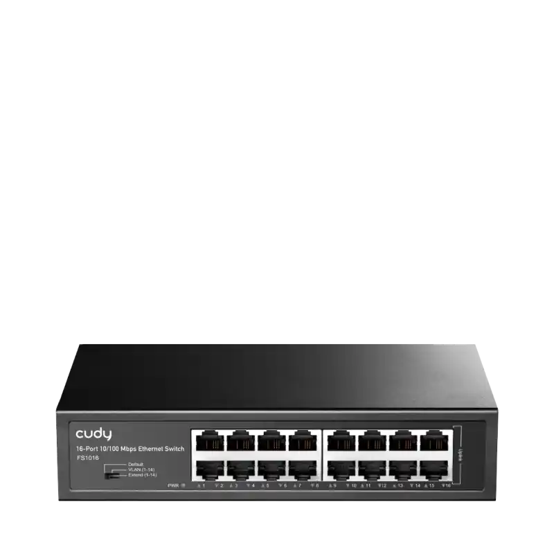 CUDY 16-Port 10/100 Mbps Switch, 16 10/100 Mbps RJ45 Ports, Switch/VLAN/Extend working mode DIP switch, Rack-mountable Steel Cas Discount