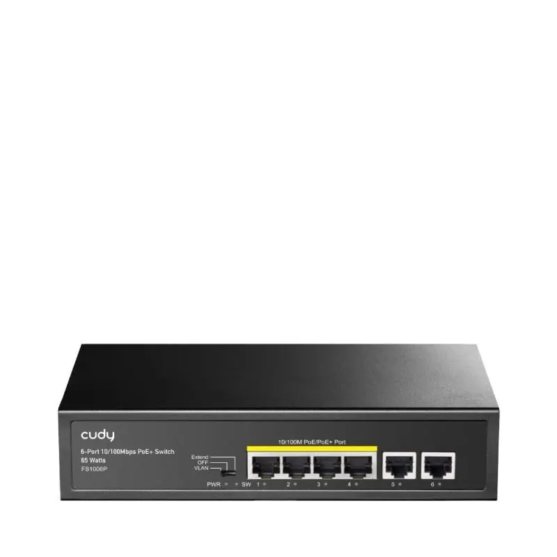 Bestseller CUDY 6-Port 10/100M PoE Switch with 4 POE Ports Unmanaged Desktop Switch, support 4-port IEEE 802.3at PoE+ Injector (Port-1 to P
