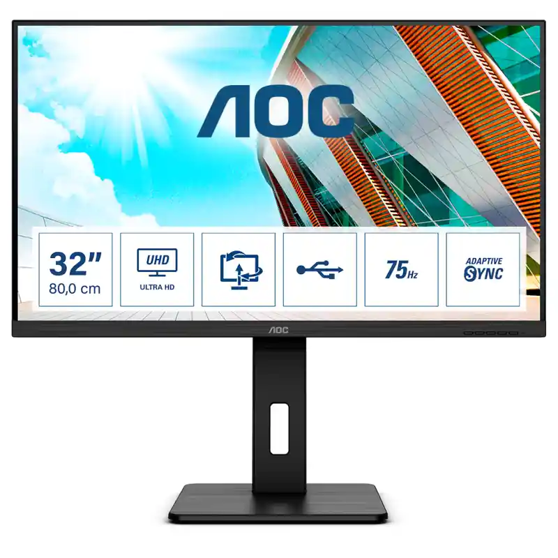 Ofertă specială MONITOR AOC U32P2 31.5 inch, Panel Type: VA, Backlight: WLED ,Resolution:3840 x 2160, Aspect Ratio: 16:9, Refresh Rate:60Hz, Res