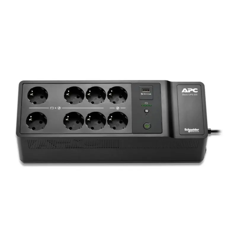 APC Back-UPS, 500VA/300W Floor/Wall Mount, 230V, 8x CEE 7/3 Schuko outlets, USB Type A Port, User Replaceable Battery,3 ani gara Ofertă specială