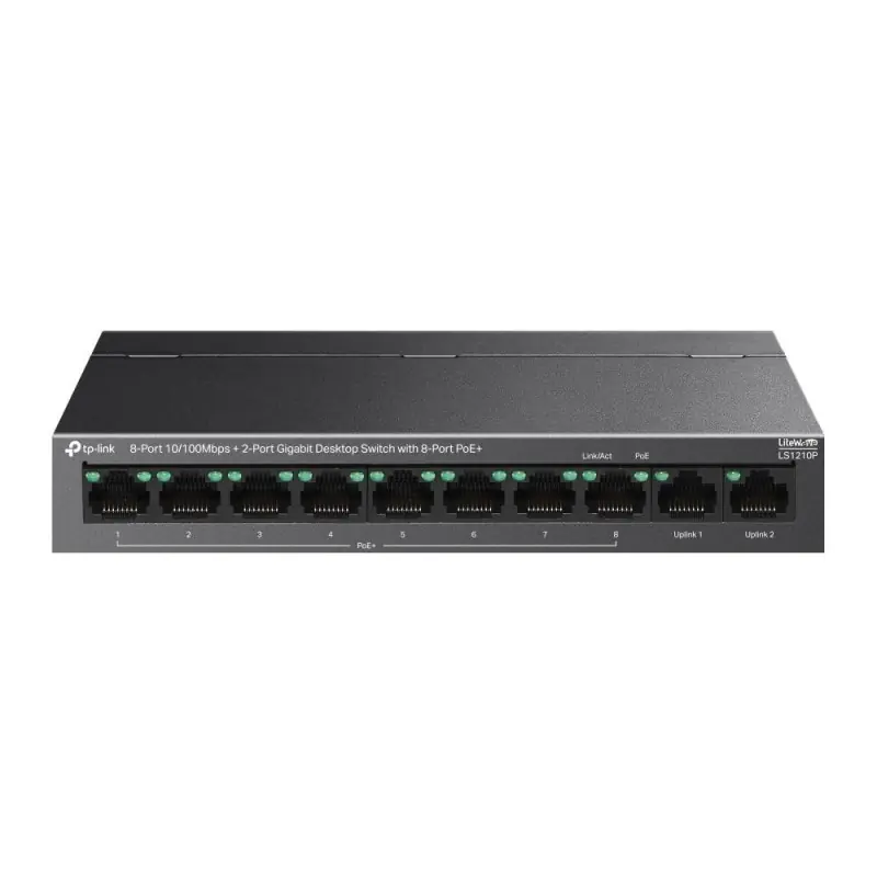 Switch TP Link 8-Port 10/100Mbps+2-Port Gigabit Desktop Switch with 8- Port PoE+, 10BASE-T: UTP category 3, 4, 5 cable (maximum Ofertă
