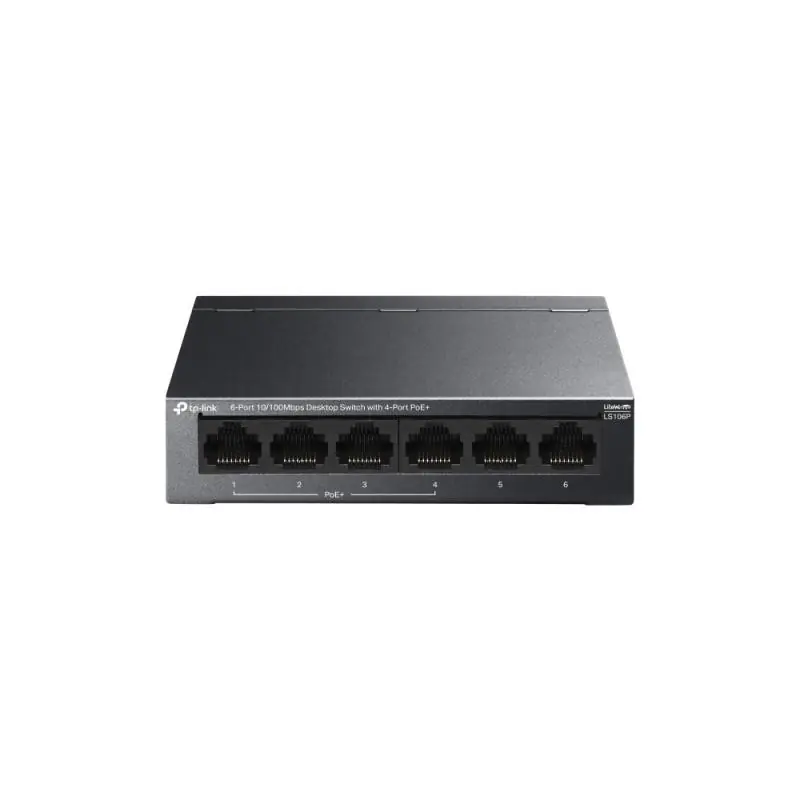 Cumpără acum TP-LINK SWITCH LS106P, 6-Port 10/100Mbps Desktop Switch with 4-Port PoE+, 10BASE-T: UTP category 3, 4, 5 cable (maximum 100m), 1