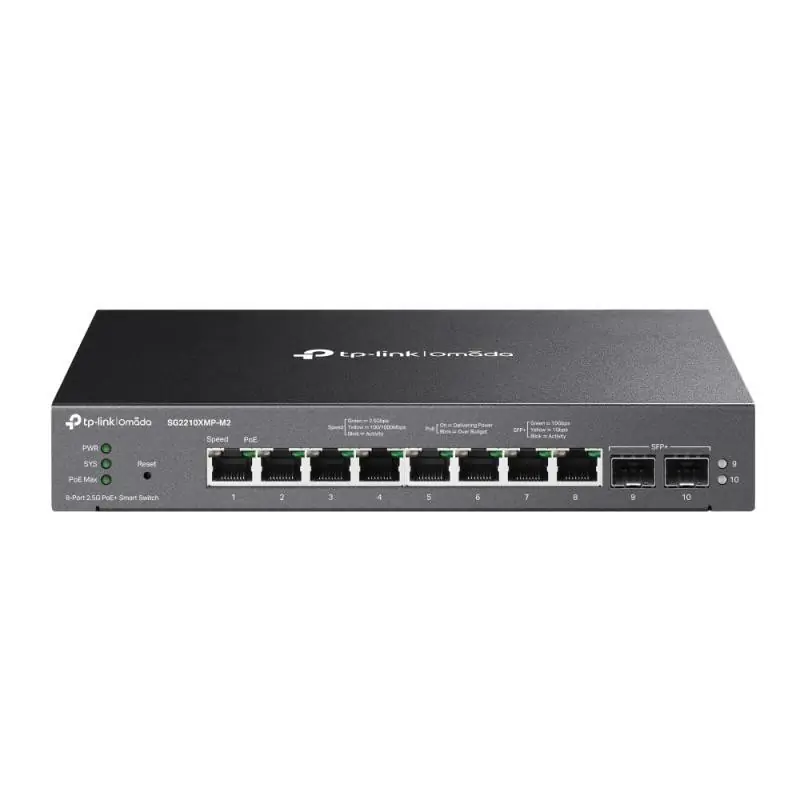 Livrare gratuită Omada 8-Port 2.5GBASE-T and 2-Port 10GE SFP+ Smart Switch with 8-Port PoE+ PORT: 8× 2.5G PoE+ Ports, 2× 10G SFP+ Slots SPEC: 802