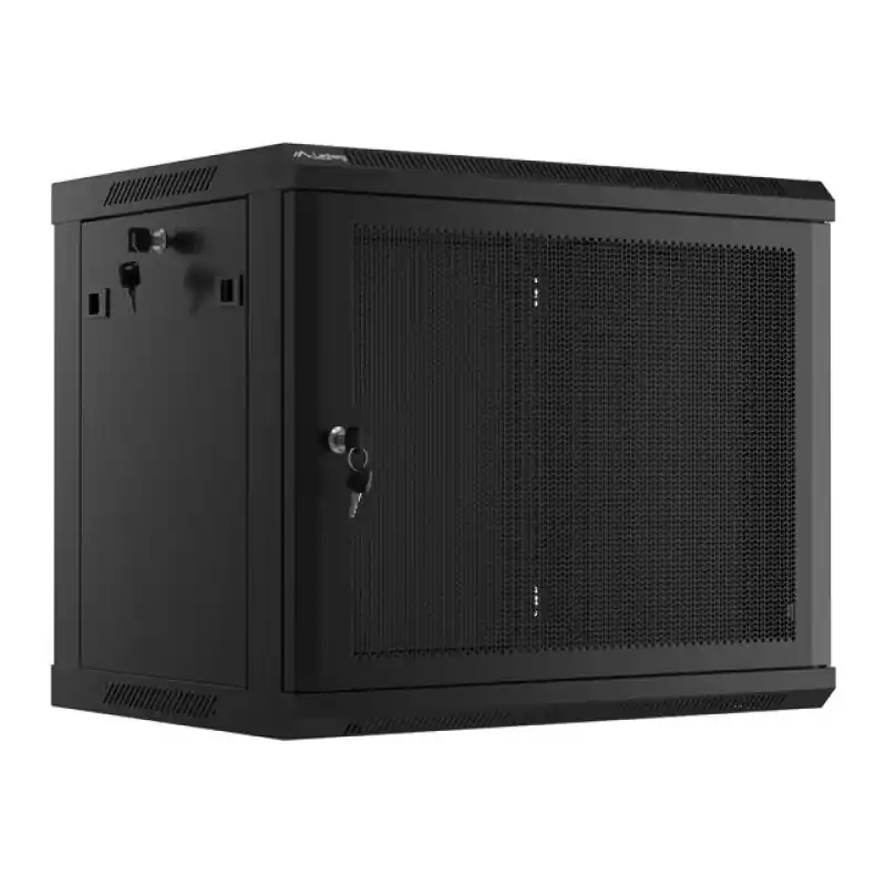 Dulap rack de perete 19", 9U, 600x450 mm, usa perforata, negru, Ofertă exclusivă