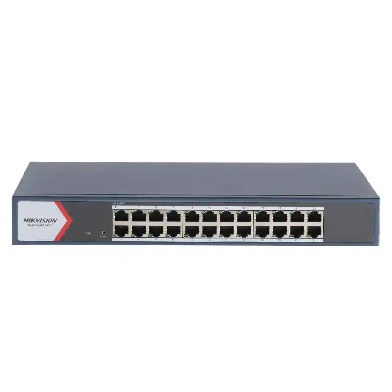 Ofertă de sezon Switch Hikvision DS-3E1524-EIV3: 24 × gigabit RJ45 ports, tensiune alimentare 220 V AC, 50/60 Hz, Max. 0.7 A, dimensiuni: 335.00