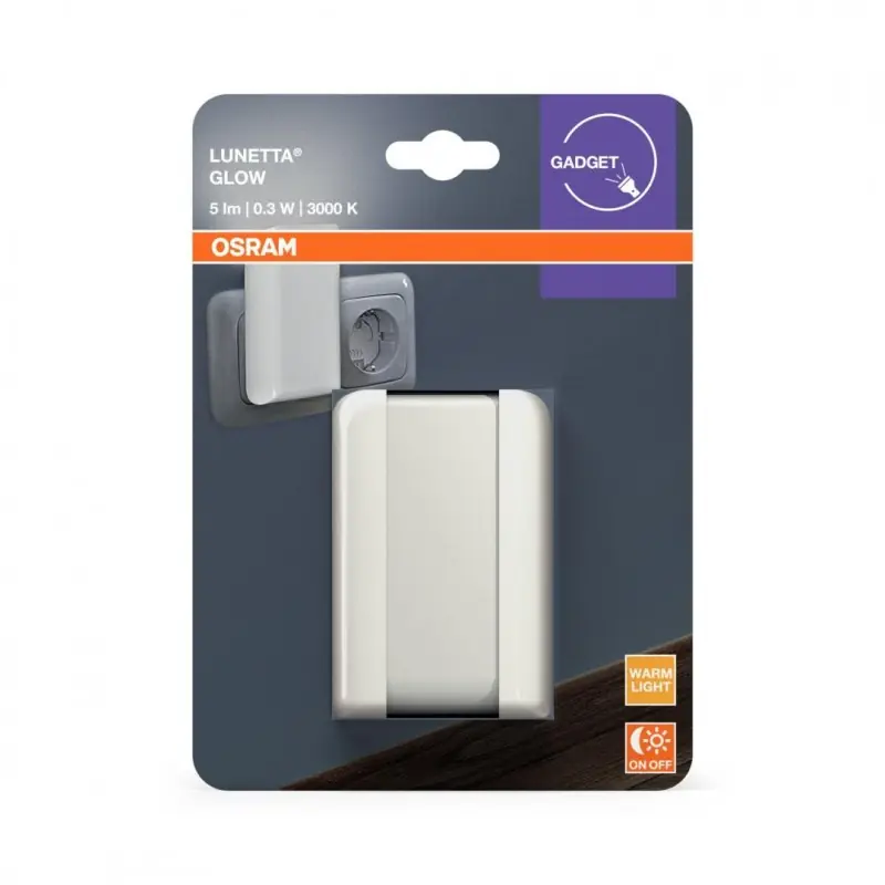 Comandă acum Lampa de veghe OSRAM LUNETTA Glow White cu senzor de lumina, 0.28W,5lm, lumina calda(3000K)