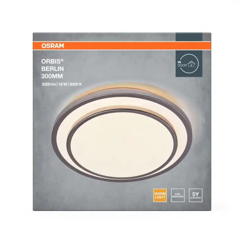 Reducere de preț Plafoniera LED OSRAM Orbis Berlin 300, 16W, 2000 lm, lumina calda(3000K), IP20, Ø30cm, metal/plastic, Argintiu