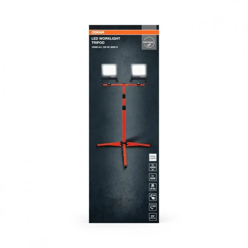 Reducere extra 2 Proiectoare LED (lampa de lucru) cu stativ OSRAM Worklight Tripod,2x50W, 220-240V, 2x4500 lm, lumina neutra(4000K), IP65/IK06/