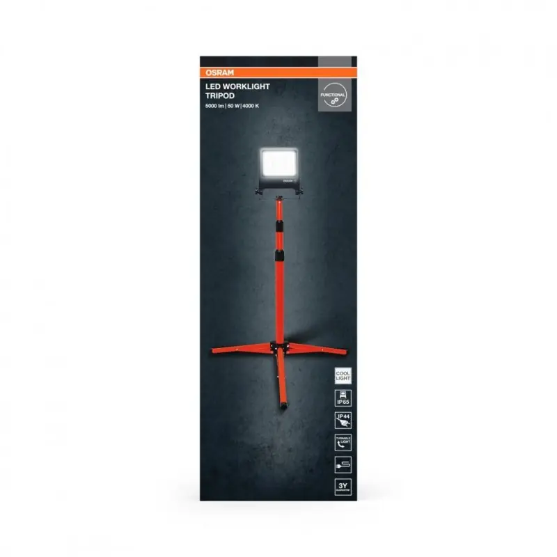 Proiector LED (lampa de lucru) cu stativ OSRAM Worklight Tripod, 50W,220-240V, 4500 lm, lumina neutra(4000K), IP65/IK06/IP44, in Reducere de preț