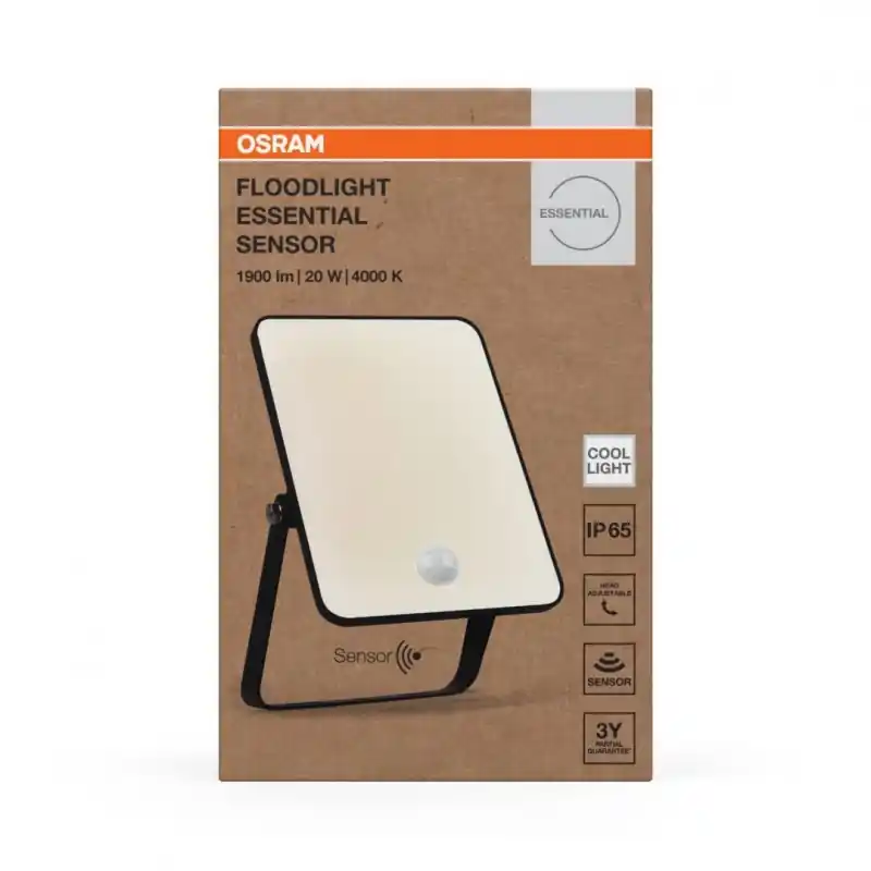 Lichidare de stoc Proiector LED cu senzor de miscare si lumina OSRAM FLOODLIGHT ESSENTIAL, 20W, 220-240V, 1800 lm, lumina neutra(4000K), IP65,17.3