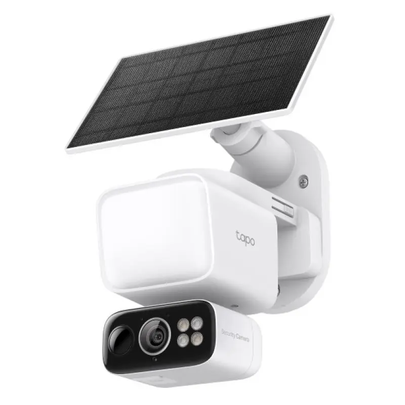 Tapo Solar-Powered Floodlight Pan/Tilt Security Camera Kit, 1/2.8" Progressive Scan CMOS Sensor, camp vizual 100° (Diagonal), 84 Popular