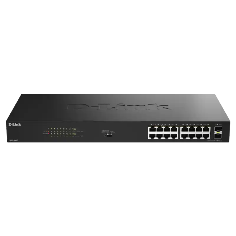 Switch D-Link 16 port GE PoE Unmanaged, capacitate 36 Gbps, standar PoE 802.3af/at, negru Doar azi