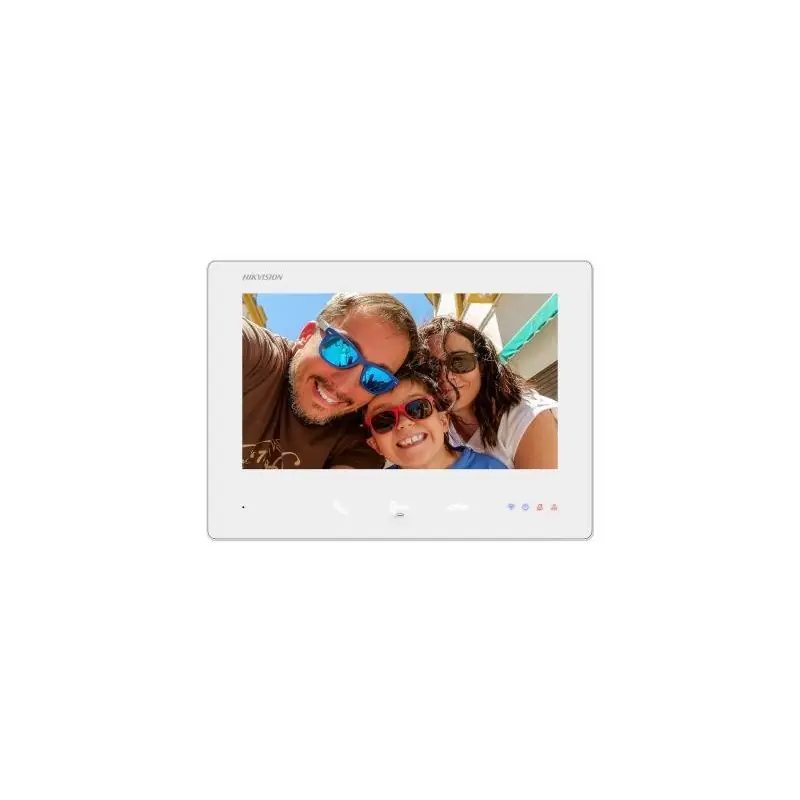 Monitor videointerfon color Hikvision DS-KH7300EY-WTE2/White, 7-inch, rezolutie: 1024 × 600, Colorful TFT, 3 butoane, alarm 1, W Promoție