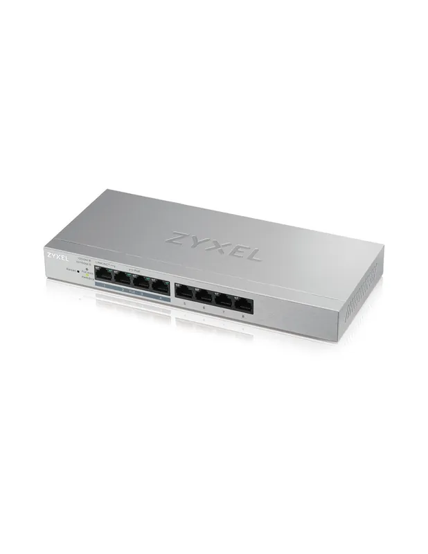 Cel mai vândut SWITCH PoE ZYXEL, "GS1200-8HP"port Gigabit x 8, managed, nerackabil, carcasa metalica, "GS1200-8HPV2-EU010" (include TV 1.75lei)