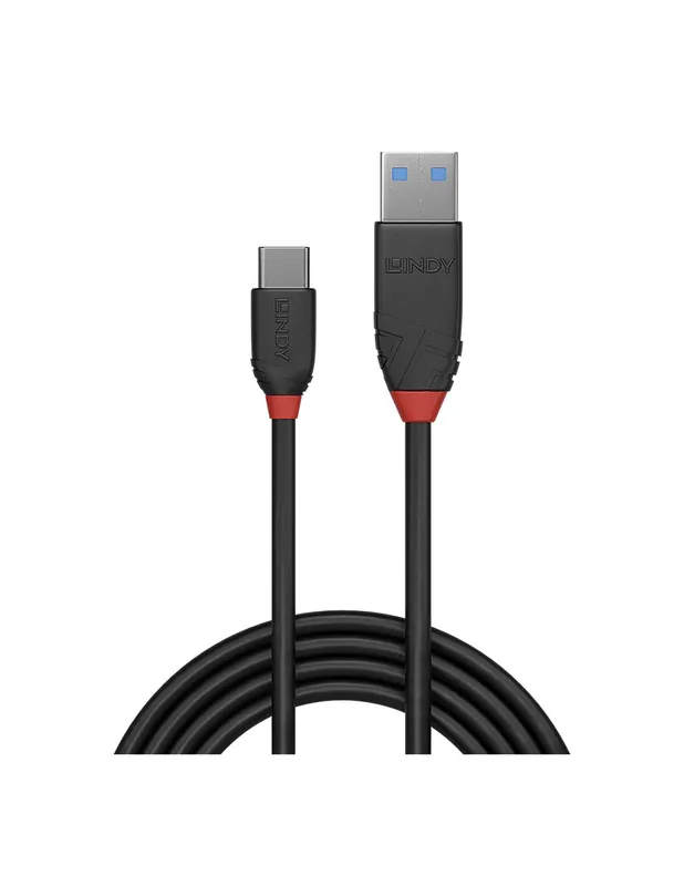 Cablu Lindy 1.5m USB 3.2 Type-A to Type-C (tata - tata), Black Line, Supported Bandwidth: 10Gbps, Doar azi