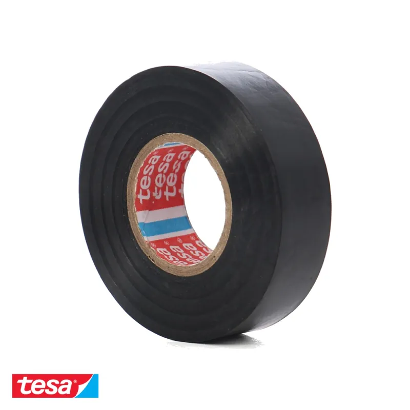 Ofertă specială Banda adeziva electroizolatoare Tesa, PVC moale ignifug, 20m x 19mm, neagra, pentru cabluri electrice
