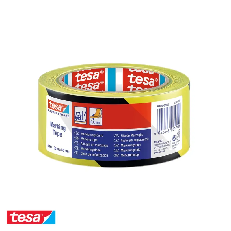 Popular Banda adeziva de marcare galben/negru Tesa, PVC plastifiat, pentru cai de acces si zone restrictive, 50mm x 33m