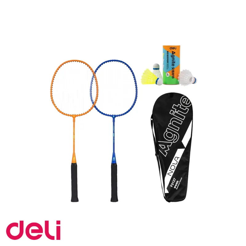 Reduceri Set badminton Deli, 2 rachete cu maner antiderapant si 3 fluturasi, pentru copii, interior si exterior