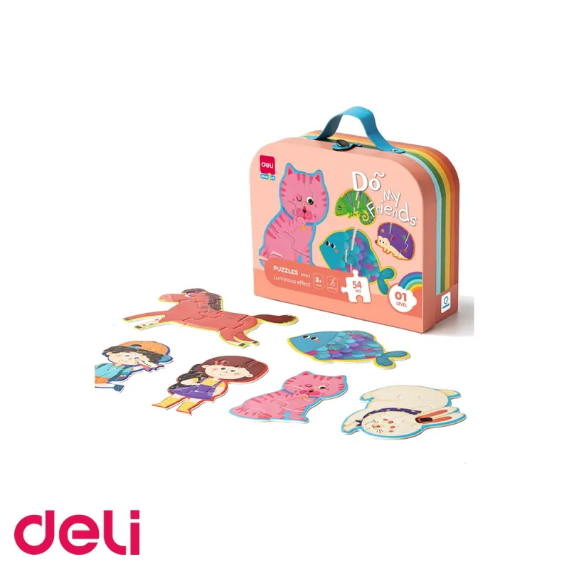 Popular Puzzle Deli Friends cu geanta cadou, 54 piese efect luminos, pentru copii 3+