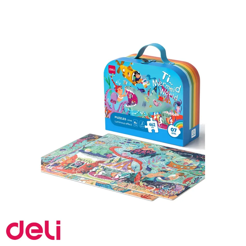 Bestseller Puzzle Deli cu geanta cadou, 462 piese efect luminos, tematica lumea marina, pentru copii 6+