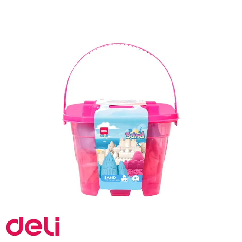 Set nisip modelabil Deli, galetusa 500g cu 6 forme de modelaj, roz, pentru copii Livrare rapidă