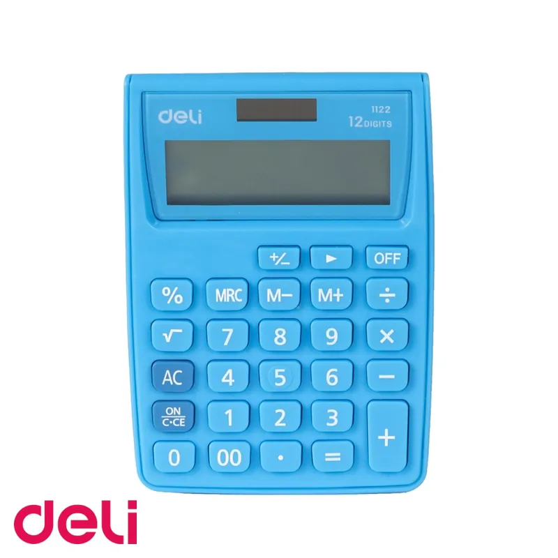 Calculator de buzunar Deli 1122, 12 cifre, alimentare dubla, pentru birou si uz fiscal Noutate