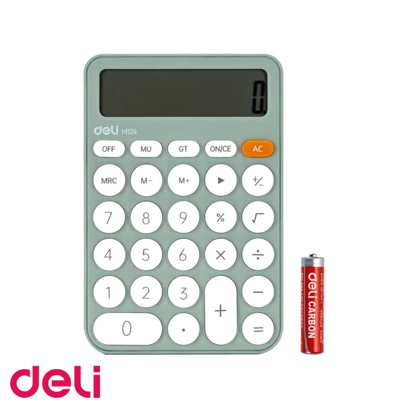 Calculator de birou Deli EM124, 12 digits, design fashion vernil, pentru birou si acasa Lichidare de stoc
