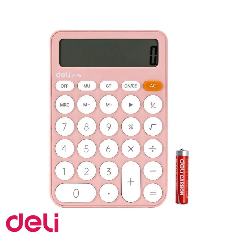 Calculator de birou Deli EM124, 12 digits, design fashion roz, pentru uz zilnic la birou Livrare gratuită