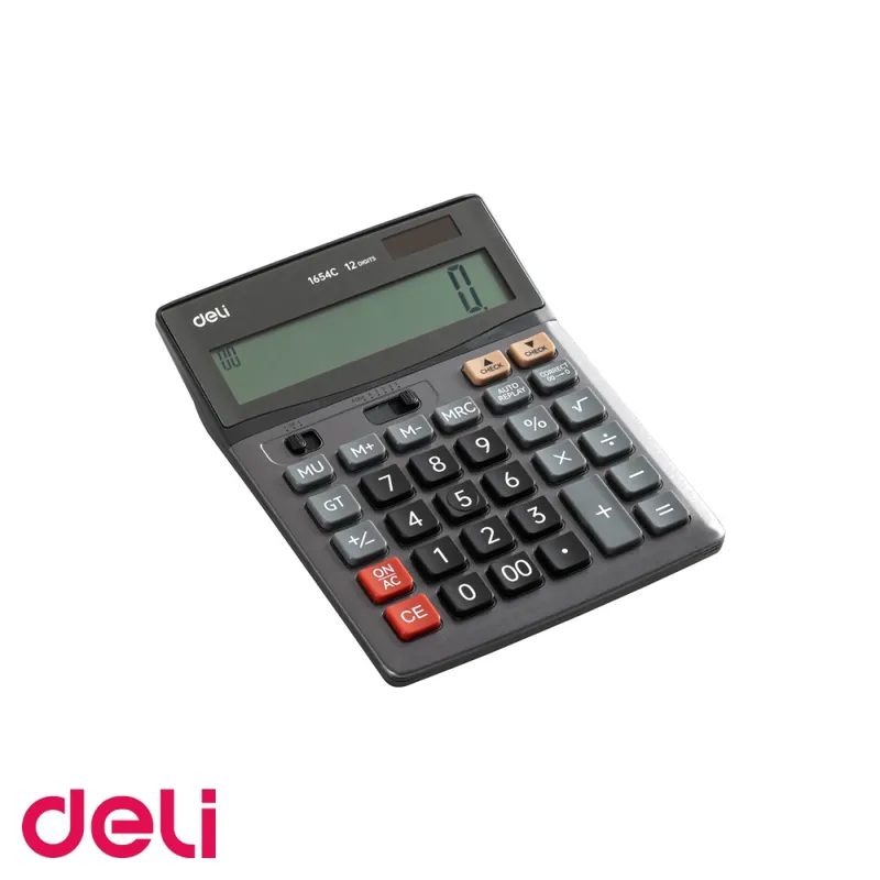 Calculator de birou Deli 1654C, 12 digits, carcasa metalica, ecran LCD inclinat, pentru birou Cel mai vândut