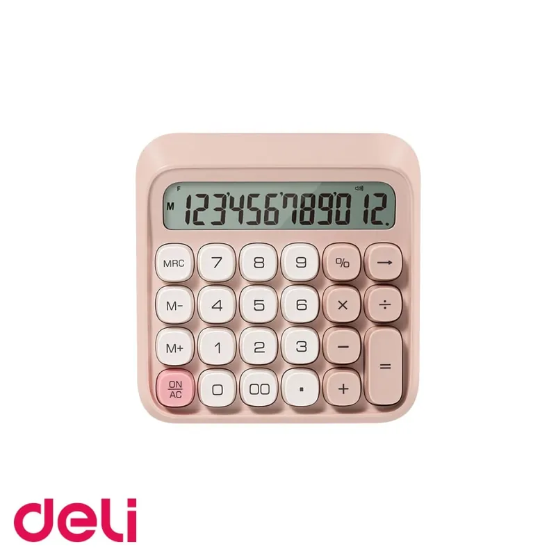Calculator de birou Deli Retro M36, 12 digiti, design roz, pentru uz zilnic la birou Cumpără online