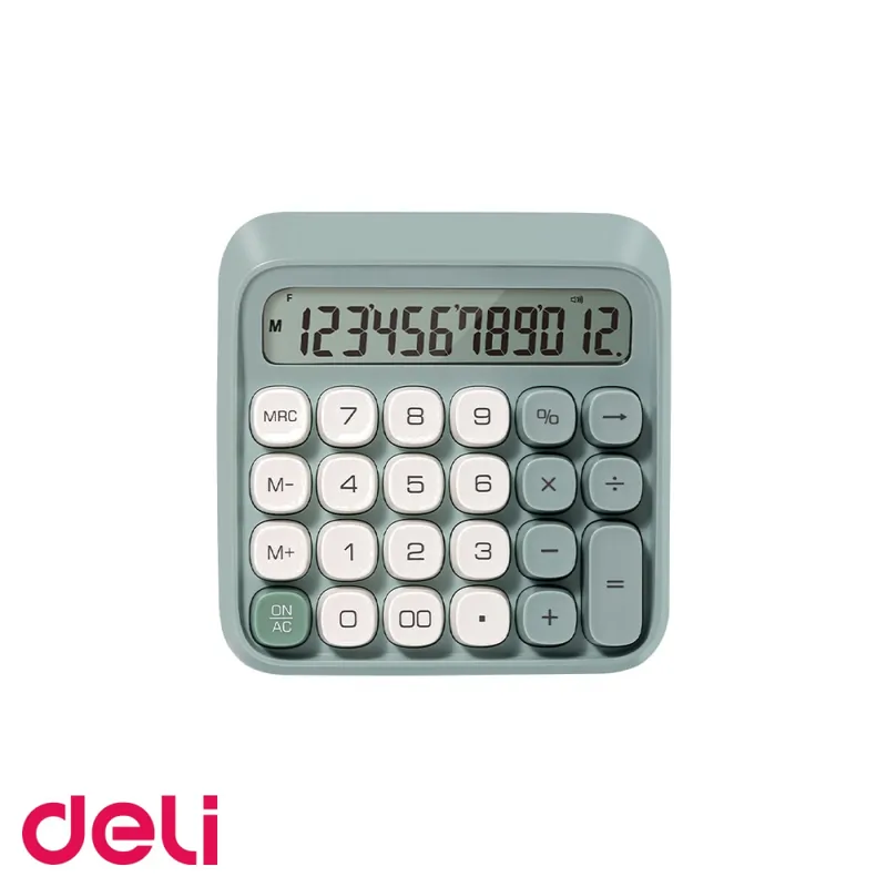 Ultima șansă Calculator de birou Deli Retro M36, 12 digiti, design retro verde, pentru birou si acasa