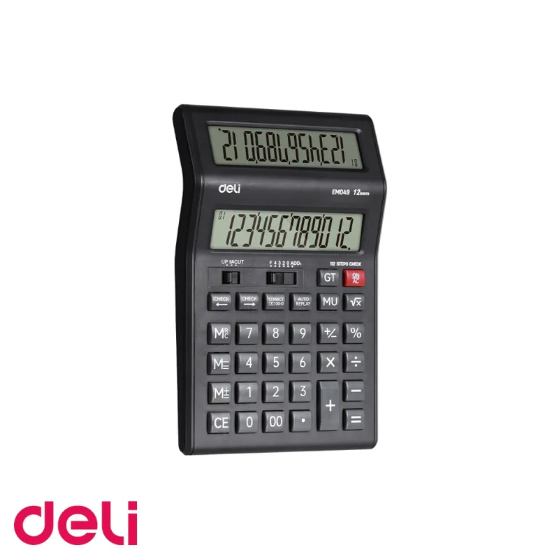 Calculator de birou Deli M049, afisaj LCD dublu 12 digiti, pentru birou si punct de vanzare Preferatul clienților