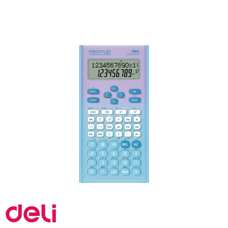 Calculator stiintific Deli 300F, 12 digiti, display LCD 2 linii, bleu degrade, pentru elevi si studenti Expediere rapidă
