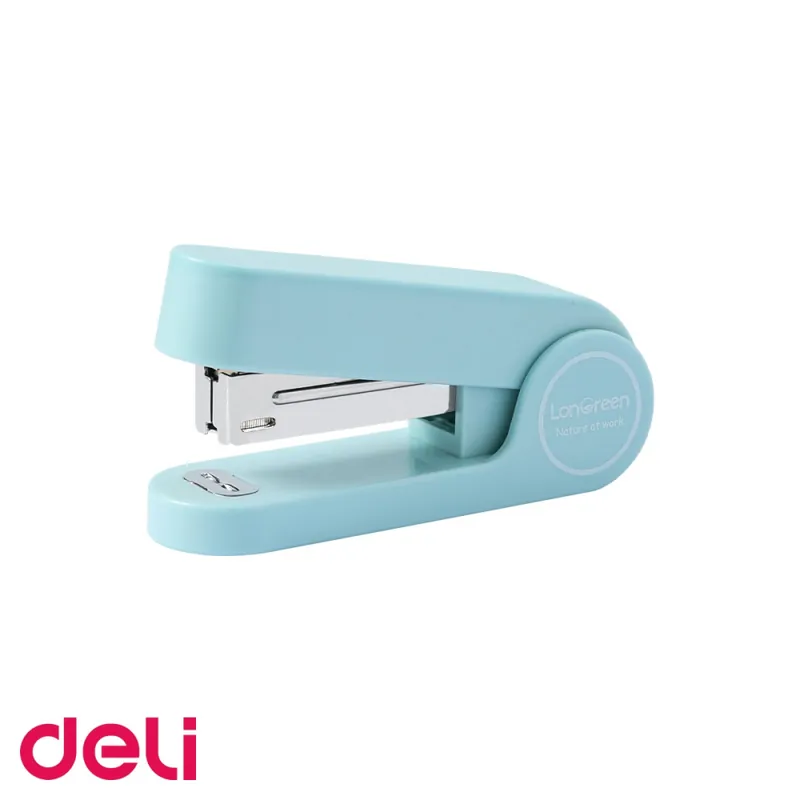 Capsator Deli din plastic reciclat, 25 coli, capse 24/6, bleu, baza antiderapanta, pentru birou si acasa Mai ieftin