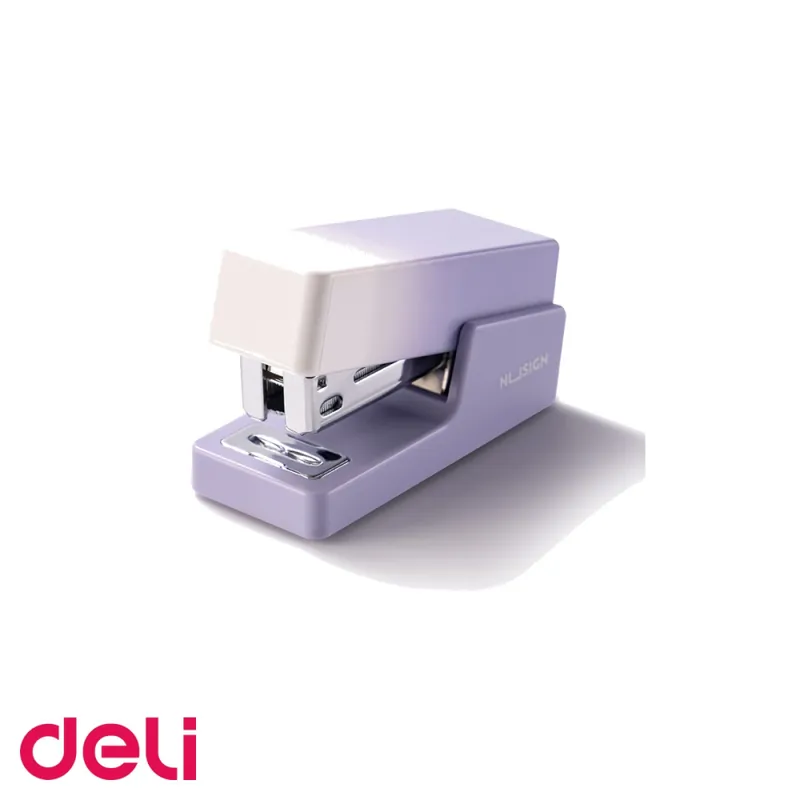 Capsator mini Deli NuSign, violet, capacitate 12 coli, capse 24/6 si 26/6, pentru birou si acasa Chilipir