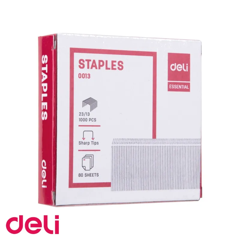 Capse zincate 23/13 Deli, metal rezistent, capseaza pana la 80 coli, cutie 1000 bucati Doar azi