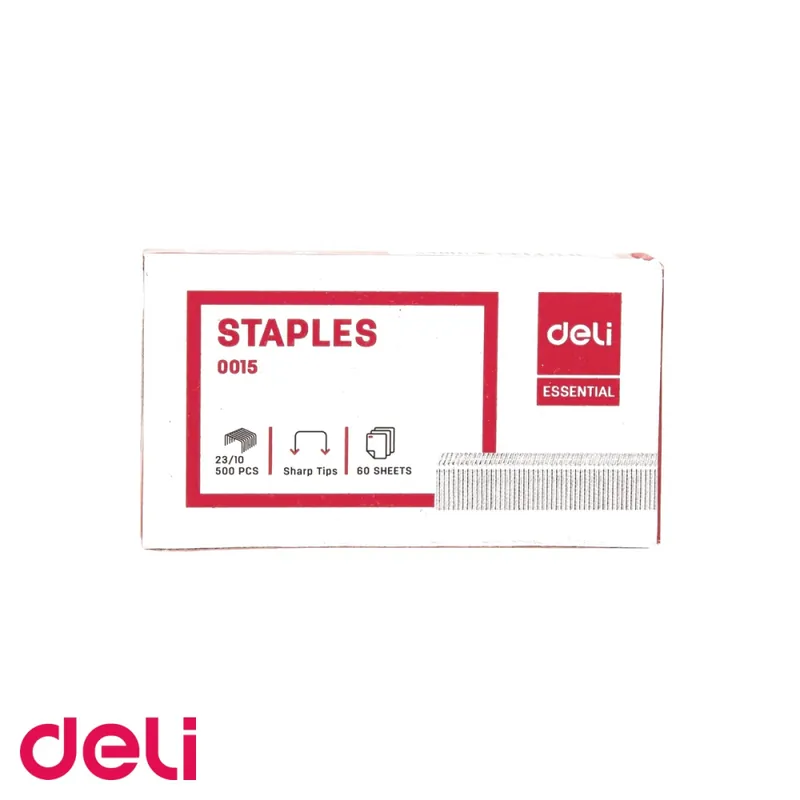 Capse zincate 23/10 Deli, metal rezistent, capsare pana la 60 coli, cutie 500 bucati Disponibil imediat