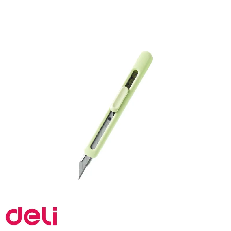 Ultima șansă Cutter mic Deli din plastic reciclat, lama retractabila din otel, verde, pentru taieri precise la birou