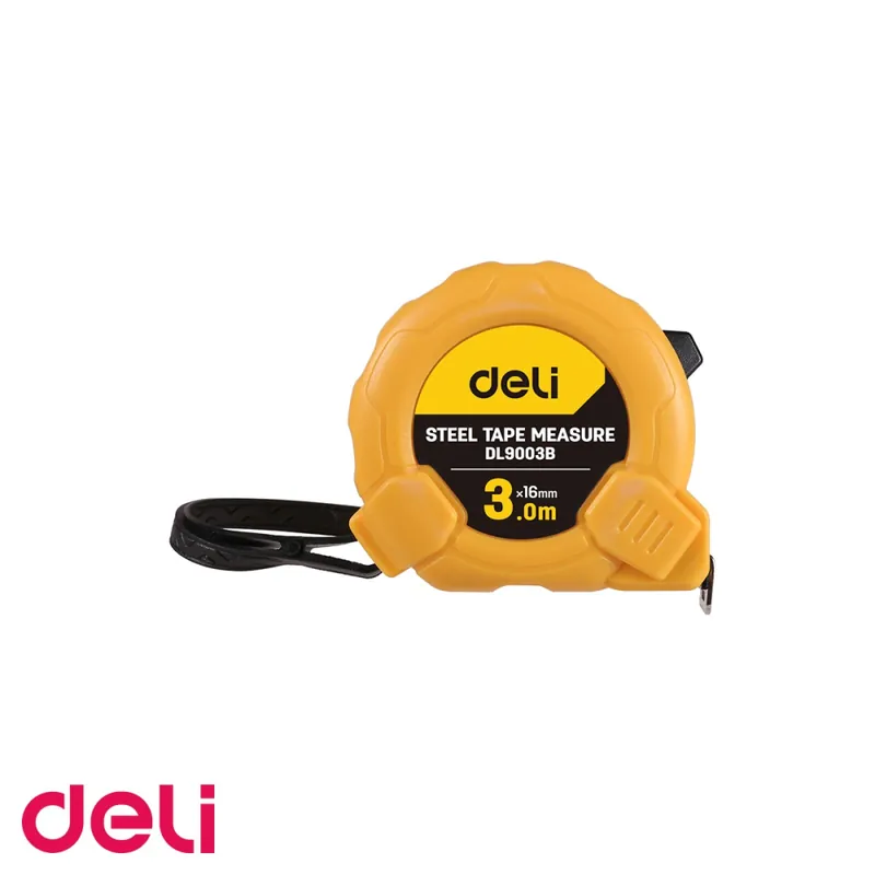 Vezi acum Ruleta de otel Deli, 3m x 16mm, carcasa ABS rezistenta la socuri, pentru masuratori de interior si exterior