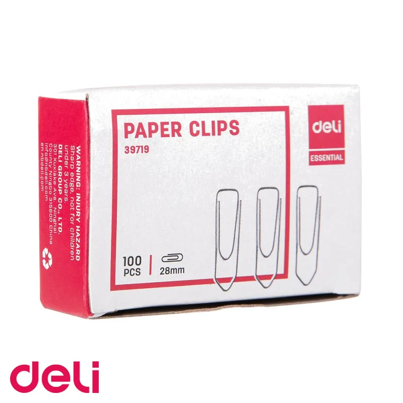 Agrafe metalice argintii Deli, 28 mm, cutie 100 bucati, pentru prindere documente Reducere de preț