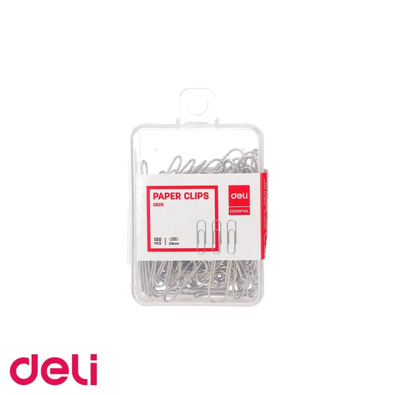 Agrafe metalice 29mm Deli, cutie plastic 100 bucati, pentru organizarea documentelor de birou Transport gratuit