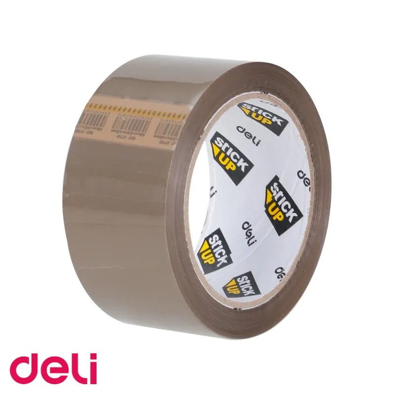 Banda adeziva maro Deli, 66 m x 48 mm, pentru ambalare, sigilare si lipire colete Premium