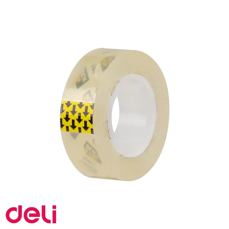 Banda adeziva Deli 18mm x 33m, non-toxica, ambalata in cutie de carton, pentru birou si uz general Livrare expres