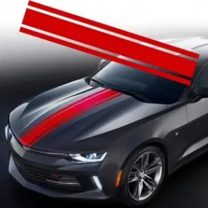 Sticker Autoadeziv Tuning, Model "Triple Stripes", Dimensiune 125 X 22 Cm, Culoare Rosie Discount